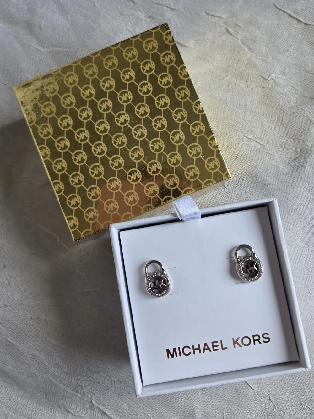Michael Kors Pavé Crystal Padlock Stud Earrings